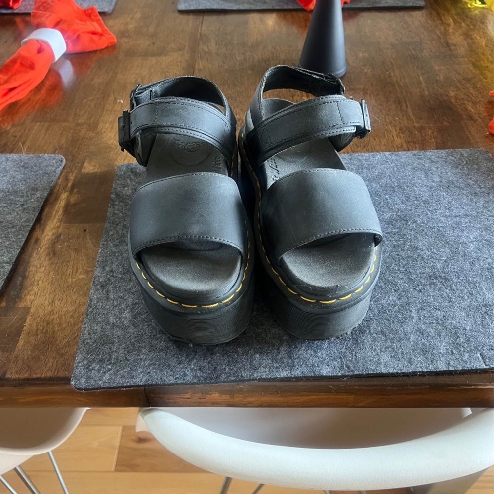 Dr. Martens Charcoal Platform Sandals